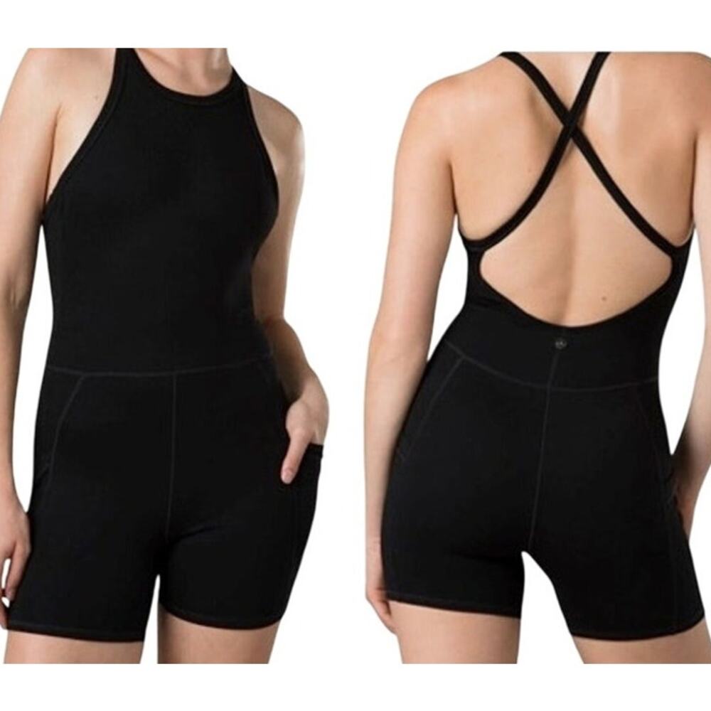 Prana Black Women’s Sleeveless Crisscross Back Romper